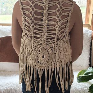 Boho Cream Macrame Vest